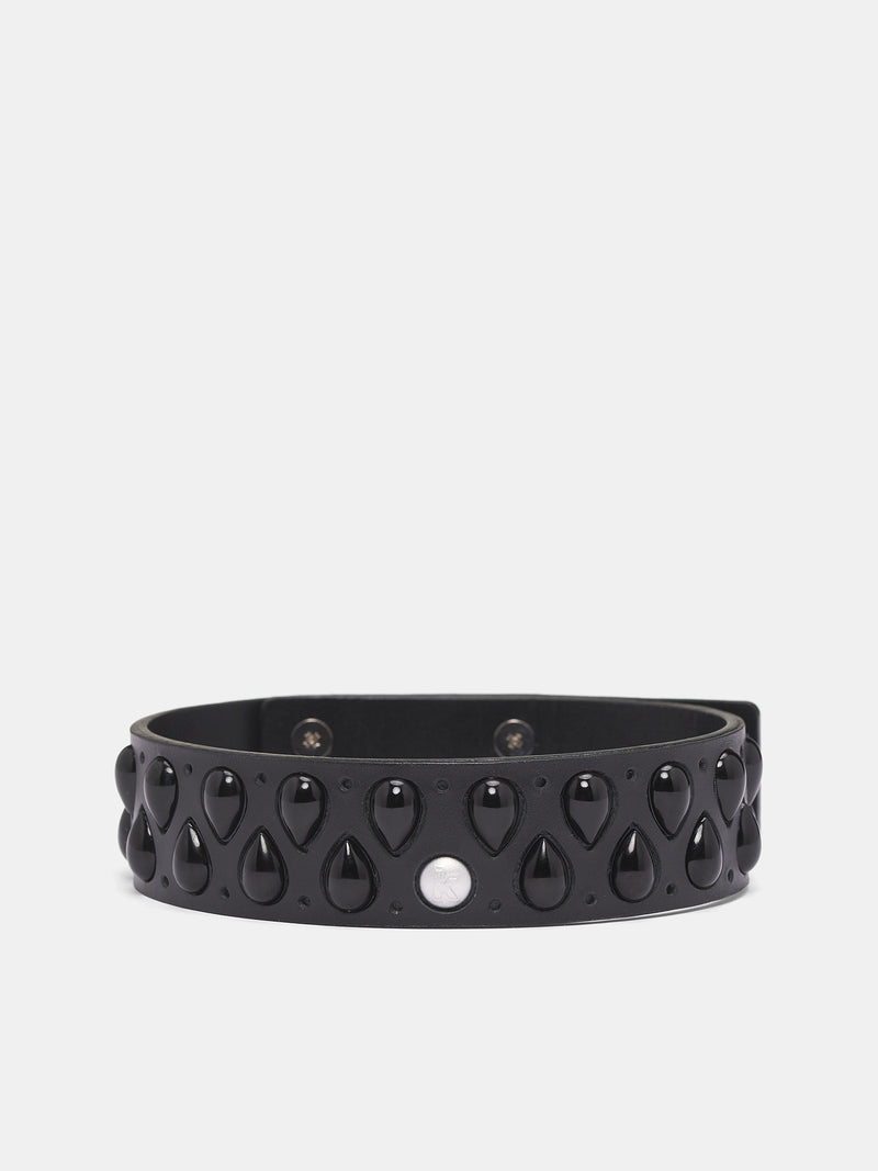 Black Leather Asphault Choker (KMKSS26-ASTCK-BLK-BLACK)
