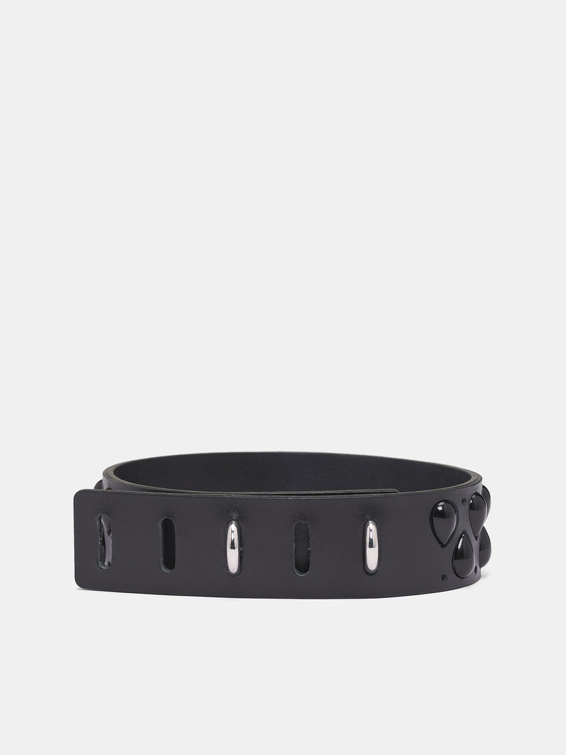 Black Leather Asphault Choker (KMKSS26-ASTCK-BLK-BLACK)