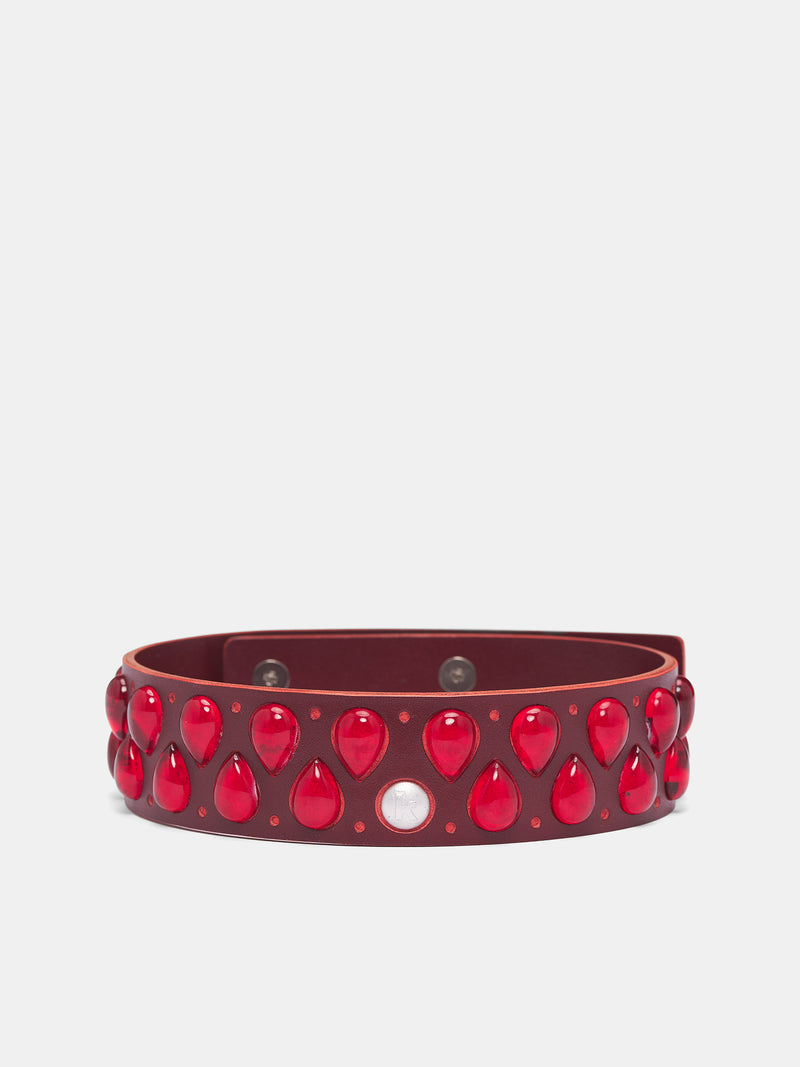 Red Leather Hematite Choker (KMKSS26-HMTCK-RD-RED)