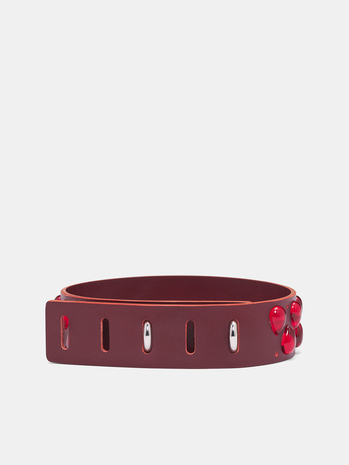 Red Leather Hematite Choker (KMKSS26-HMTCK-RD-RED)