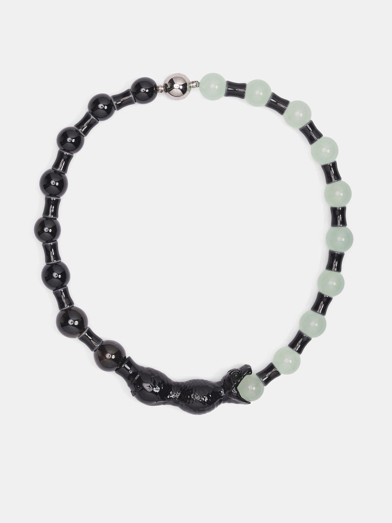 Black Serpent Bead Necklace (KMKSS26-SPNK-BLK-BLACK)