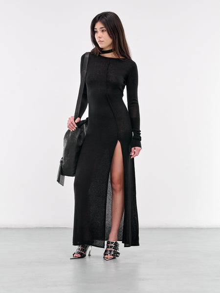 High Split Maxi Dress (KN-07BK-BLACK)