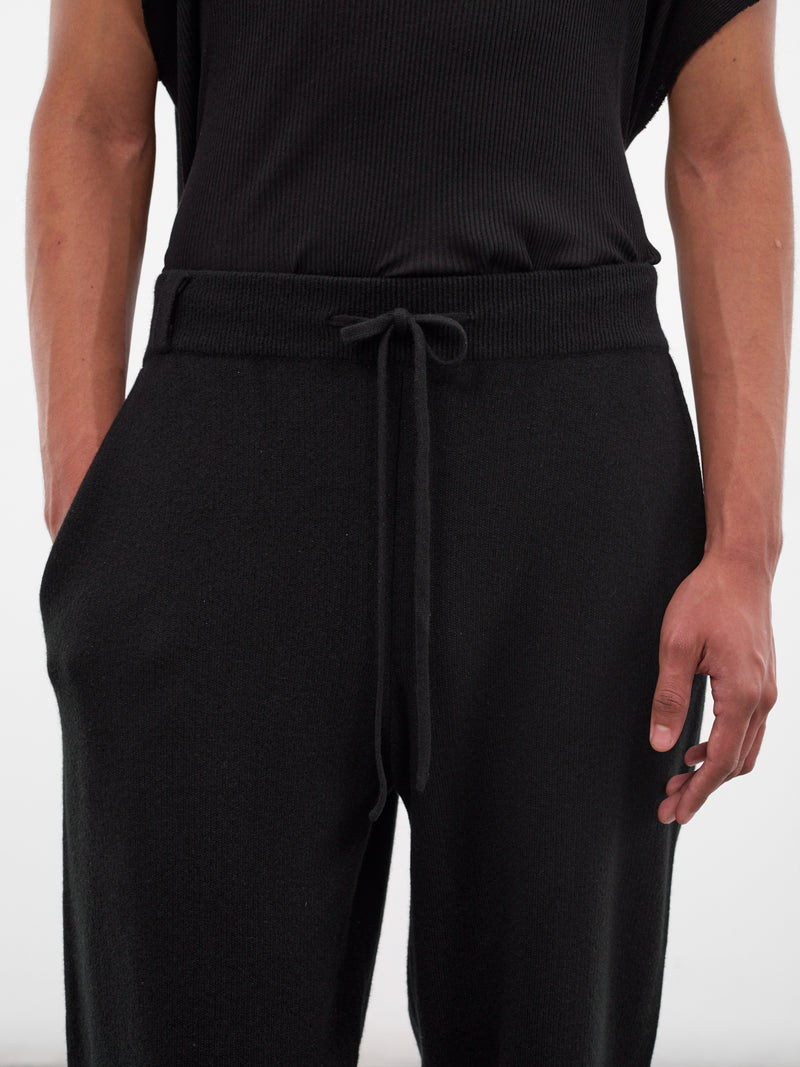 Black Shrunken Cashmere Knit Joggers (KN-783-01-BLACK)