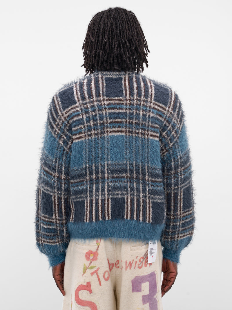 Blue Luster Check Knit Cardigan (KN-SV-NGA-1001-BLUE)