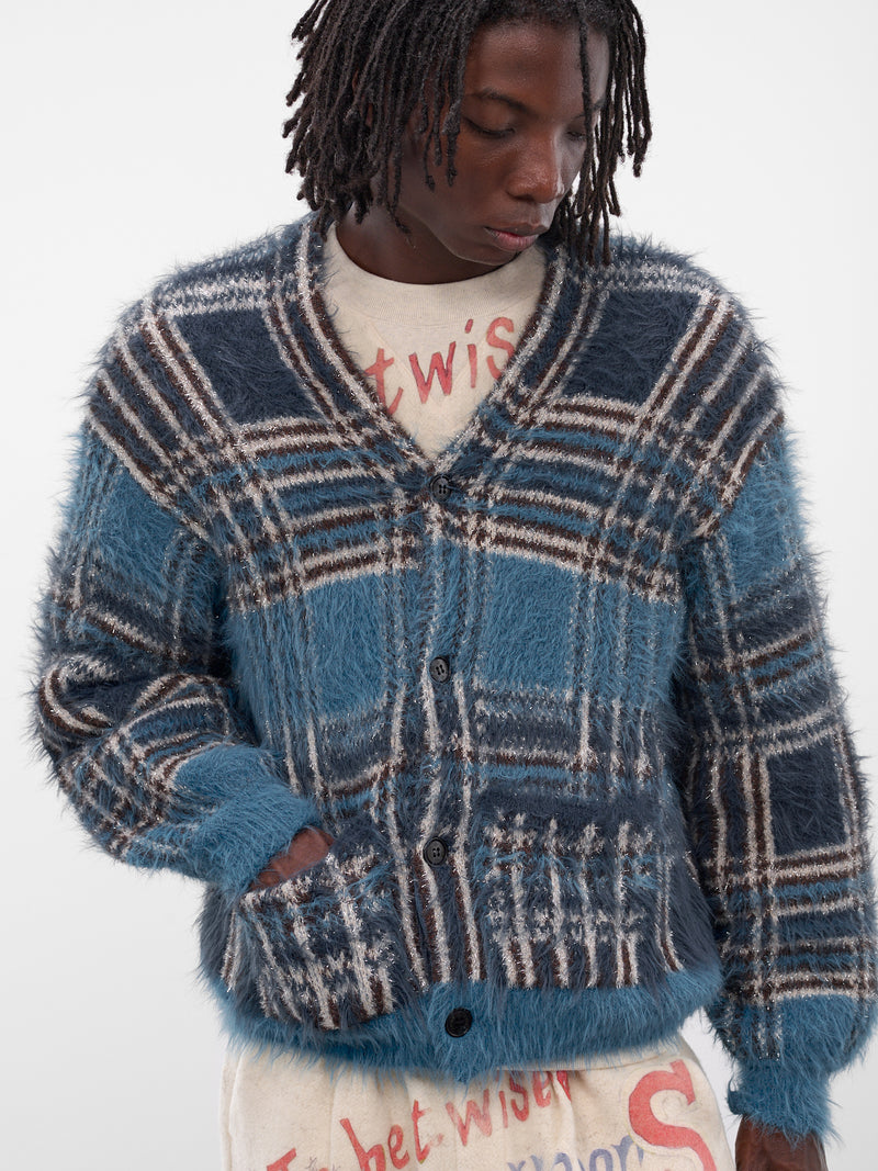 Blue Luster Check Knit Cardigan (KN-SV-NGA-1001-BLUE)