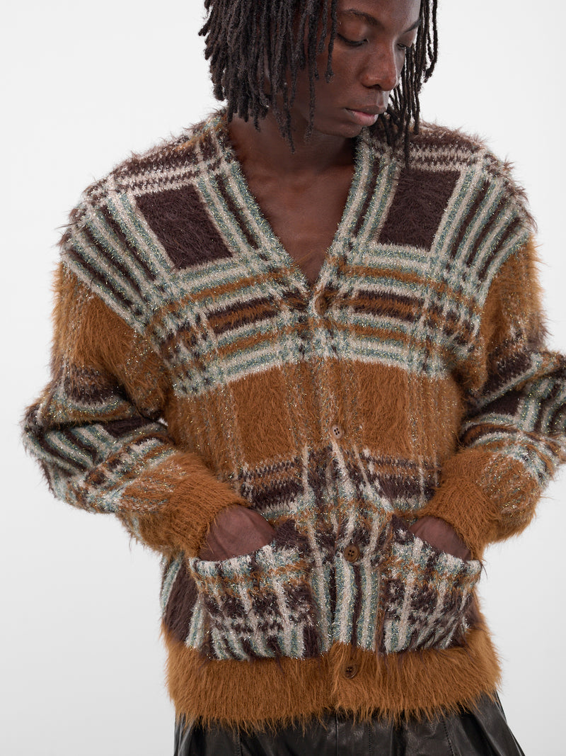 Beige Luster Check Knit Cardigan (KN-SV-NGA-1001-BEIGE)