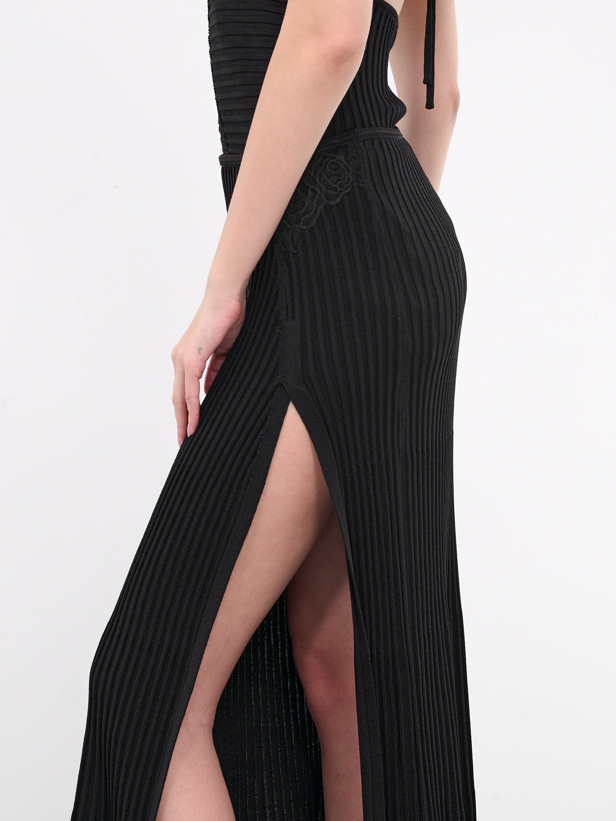 Asymmetric Maxi Skirt (KN019-BLACK)