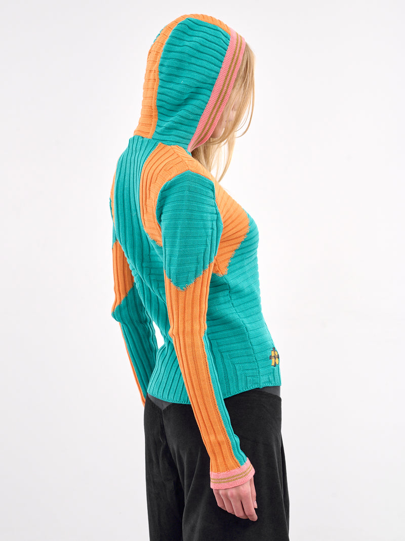 Quimby Rib-Knit Zip Hoodie (KN02-85-LAGOON-AMBER-GLOW)