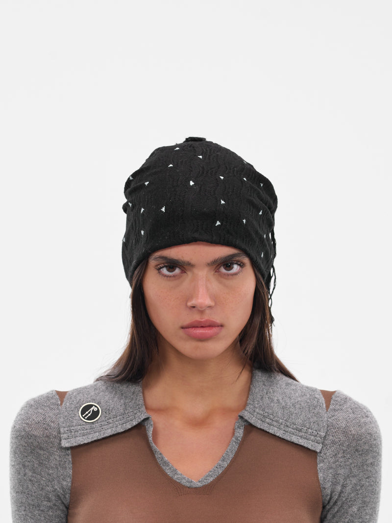 Black Wool-Silk Tarr Beanie (KN11-116-NIGHT-SKY)