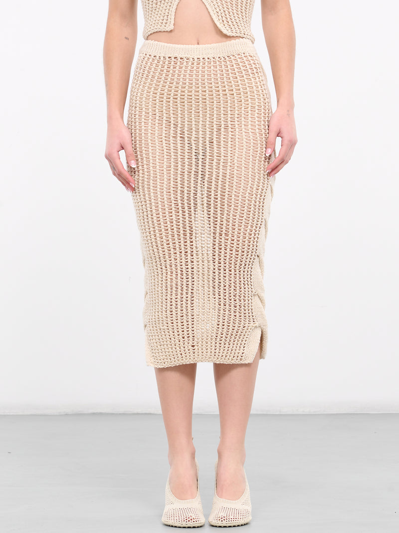 Open Knit Midi Skirt (KNIT-12-BEIGE)