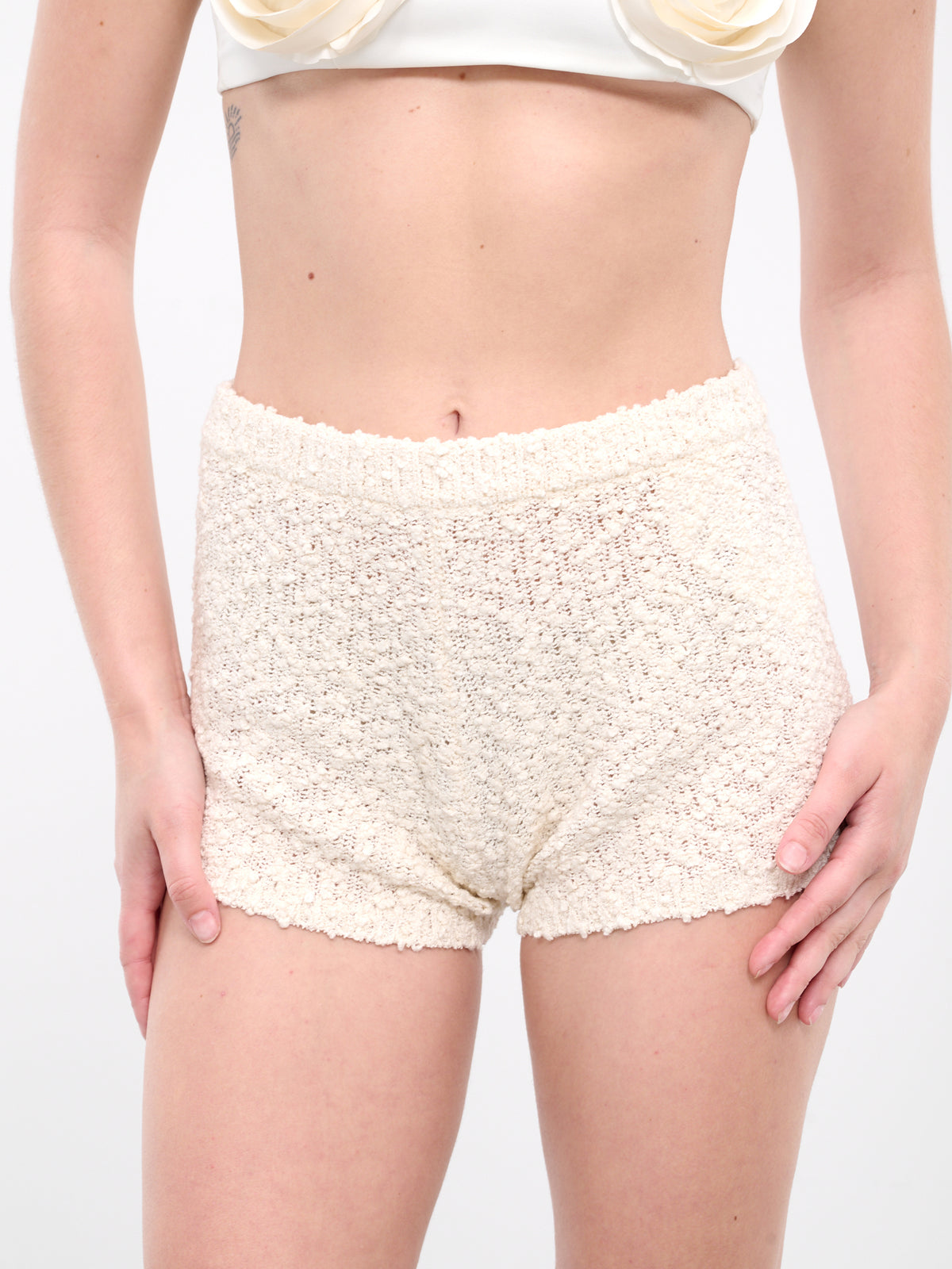Bouclé Knit Shorts (KNITWEAR-11-SHORTS-CREAM)