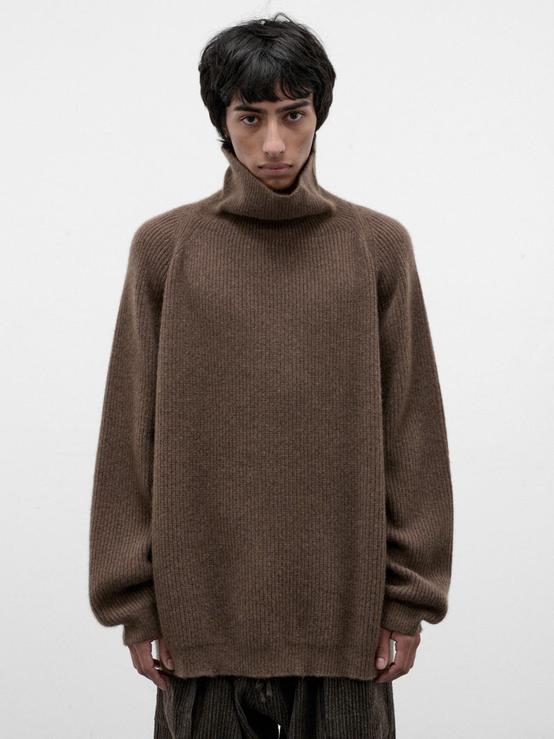 Beige Yak Wool Knit Turtleneck (KNIT#79-LIGHT-BROWN)