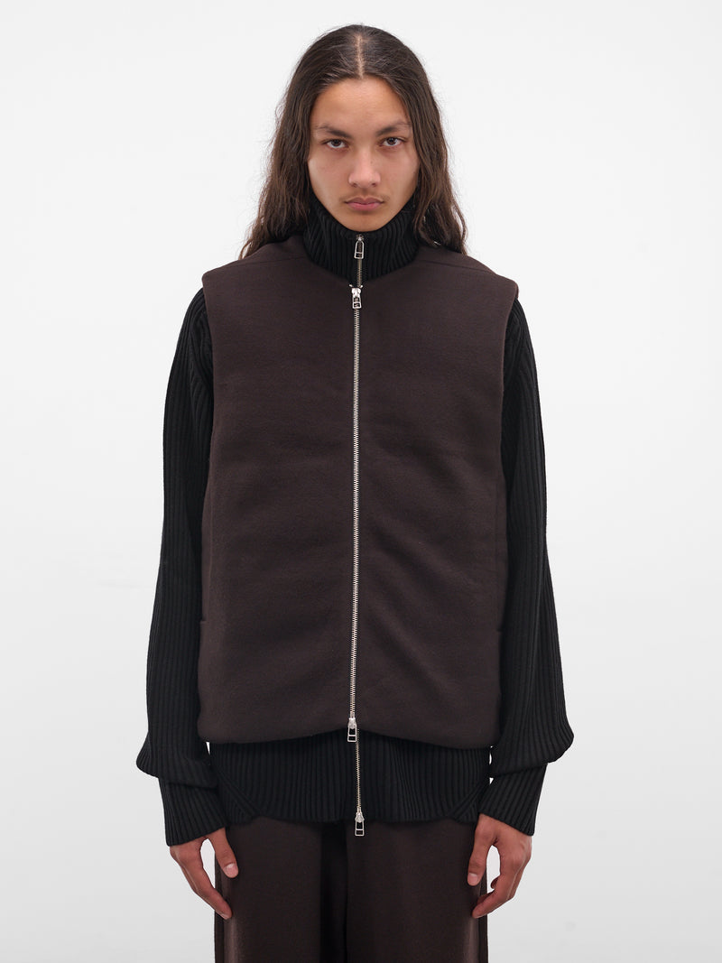 Brown Umar Wool Puffer Gilet (KNT-102-02-D-BROWN)