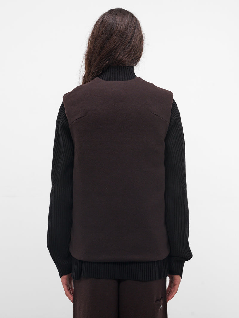 Brown Umar Wool Puffer Gilet (KNT-102-02-D-BROWN)