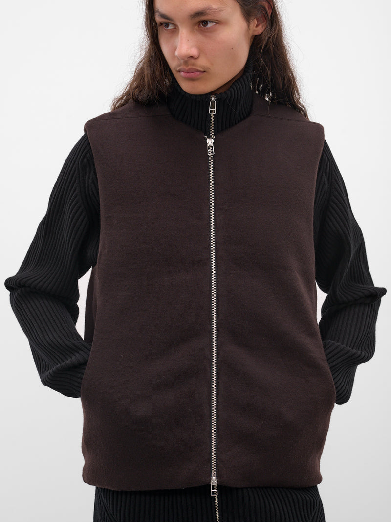 Brown Umar Wool Puffer Gilet (KNT-102-02-D-BROWN)