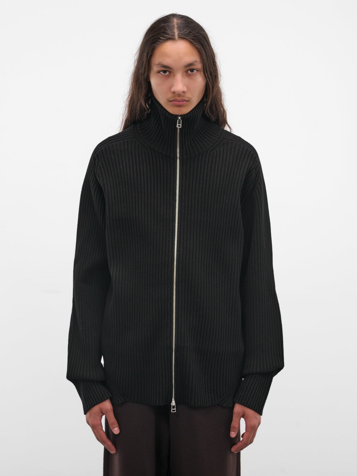 Black Wool Articulated Drivers Sweater (KNT-104-01-BLACK)