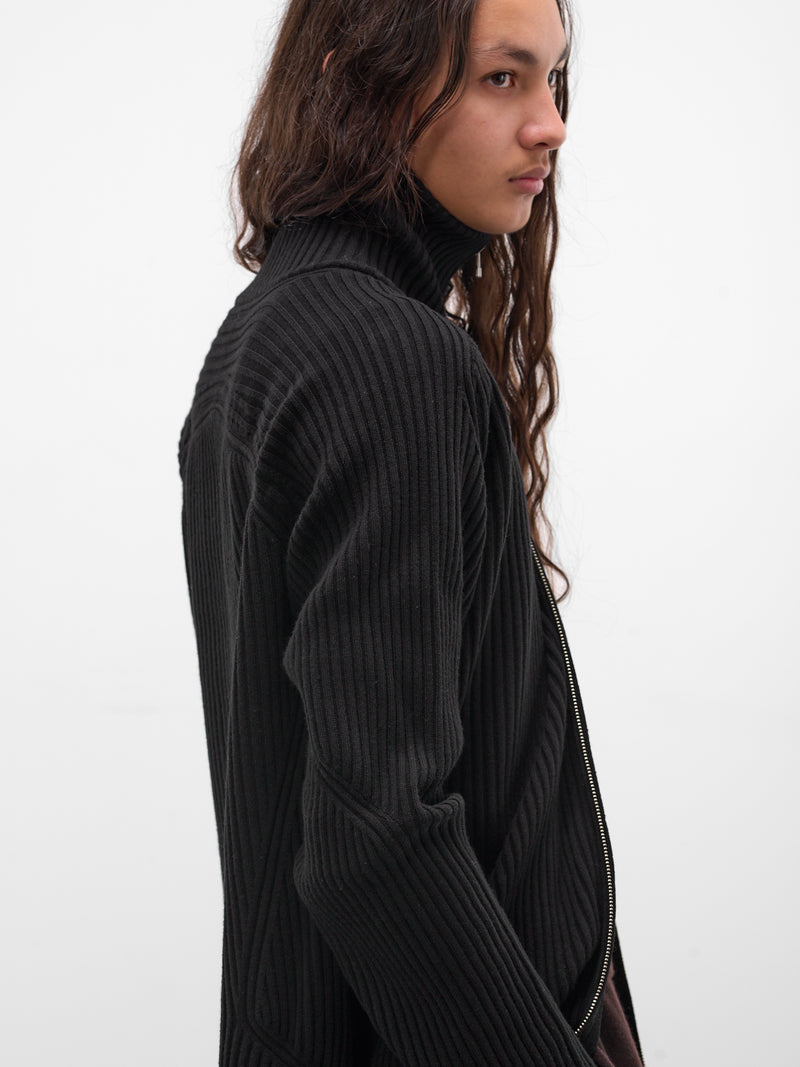 Black Wool Articulated Drivers Sweater (KNT-104-01-BLACK)