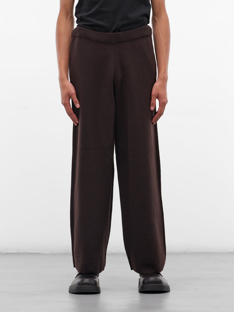 Brown Wool Wide Leg Trousers (KNT-107-02-D-BROWN)