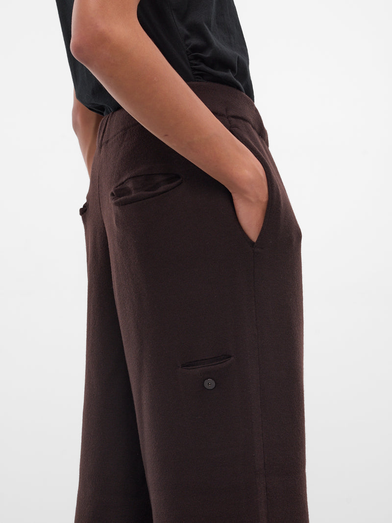 Brown Wool Wide Leg Trousers (KNT-107-02-D-BROWN)