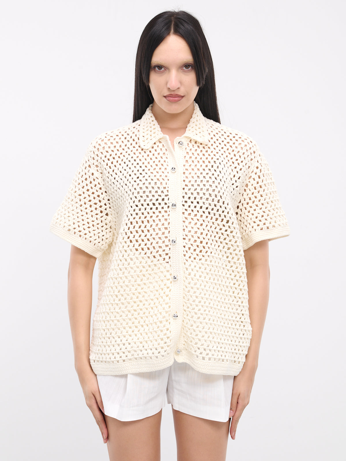 Sheila Hand Crochet Shirt (KNTP01IV-IVORY)