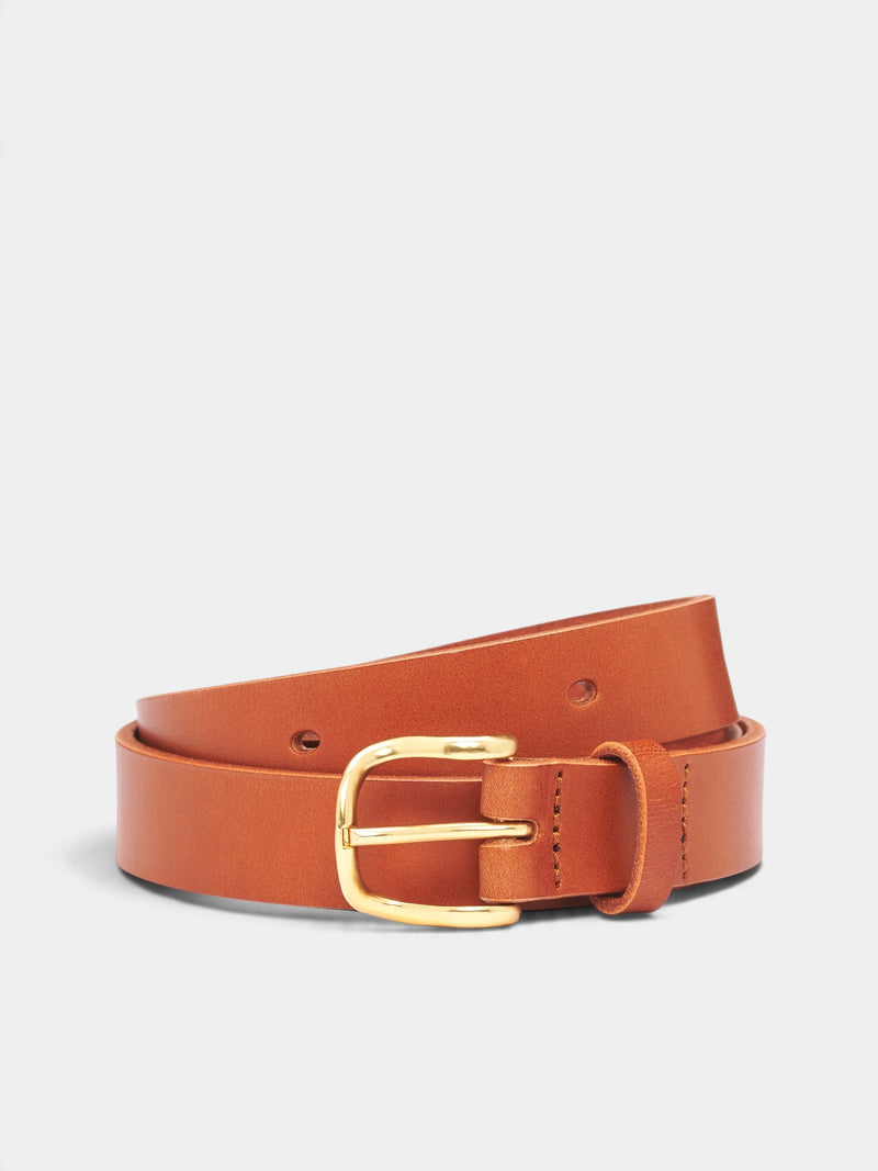 Brown Leather Drape Buckle Belt (KO26AW007AC-DRAPE-BROWN)