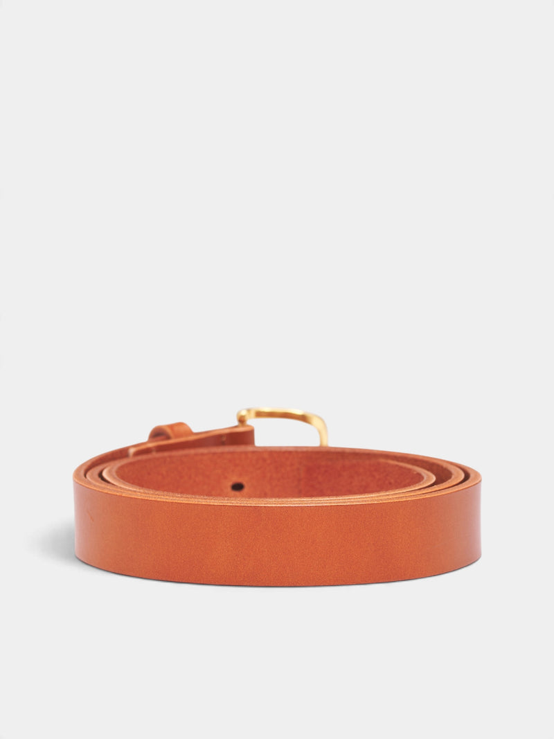 Brown Leather Drape Buckle Belt (KO26AW007AC-DRAPE-BROWN)