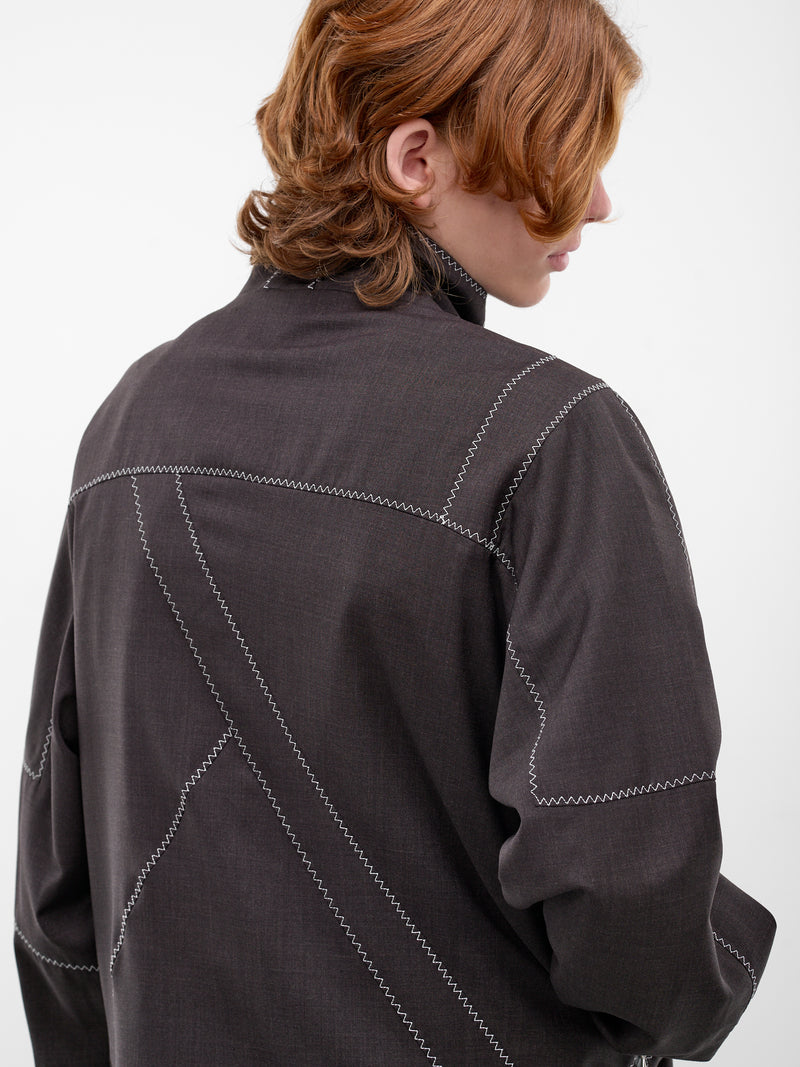 Fosco Wool Asymmetric Panel Jacket (KKSS26J09-53-UMBER-BROWN)