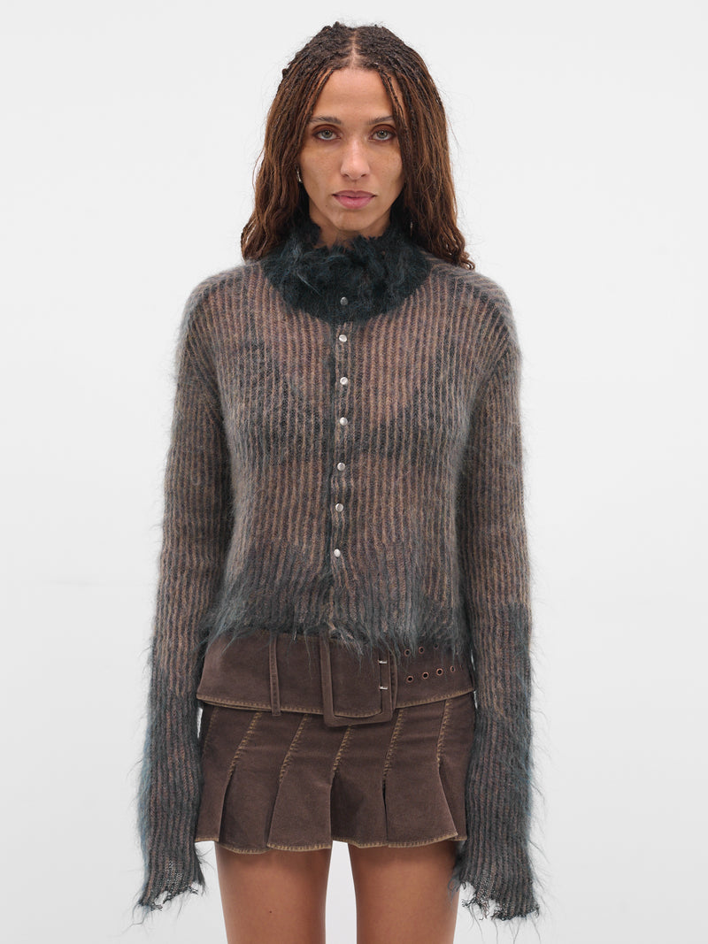 Khaki Mohair Knit Cardigan (KT06M2BU016-KHAKI-INDIGO)