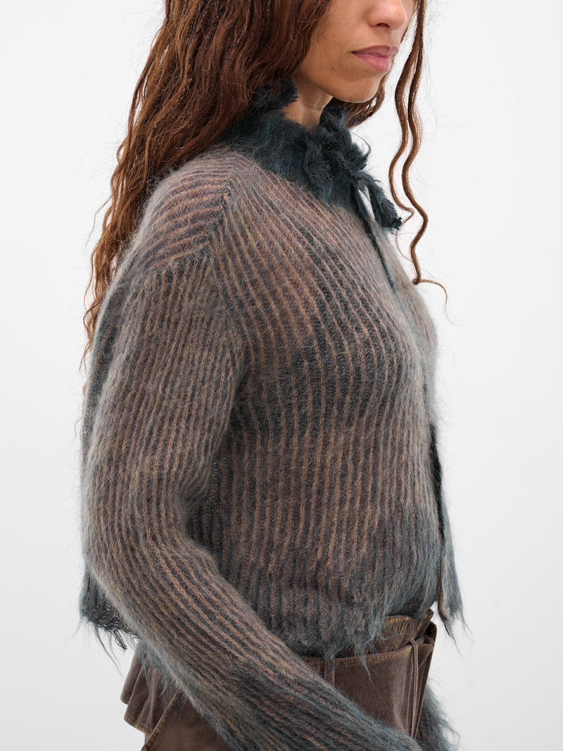 Khaki Mohair Knit Cardigan (KT06M2BU016-KHAKI-INDIGO)