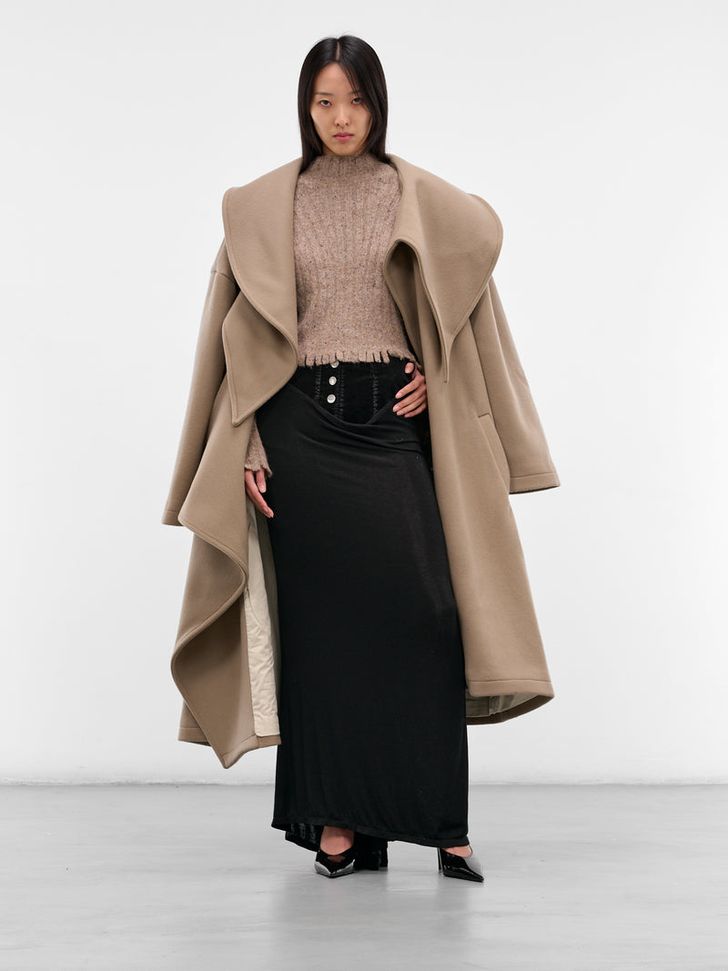 Gray Distressed Fringe Knit Sweater (KT13A2GY830-MINERAL-GREY)