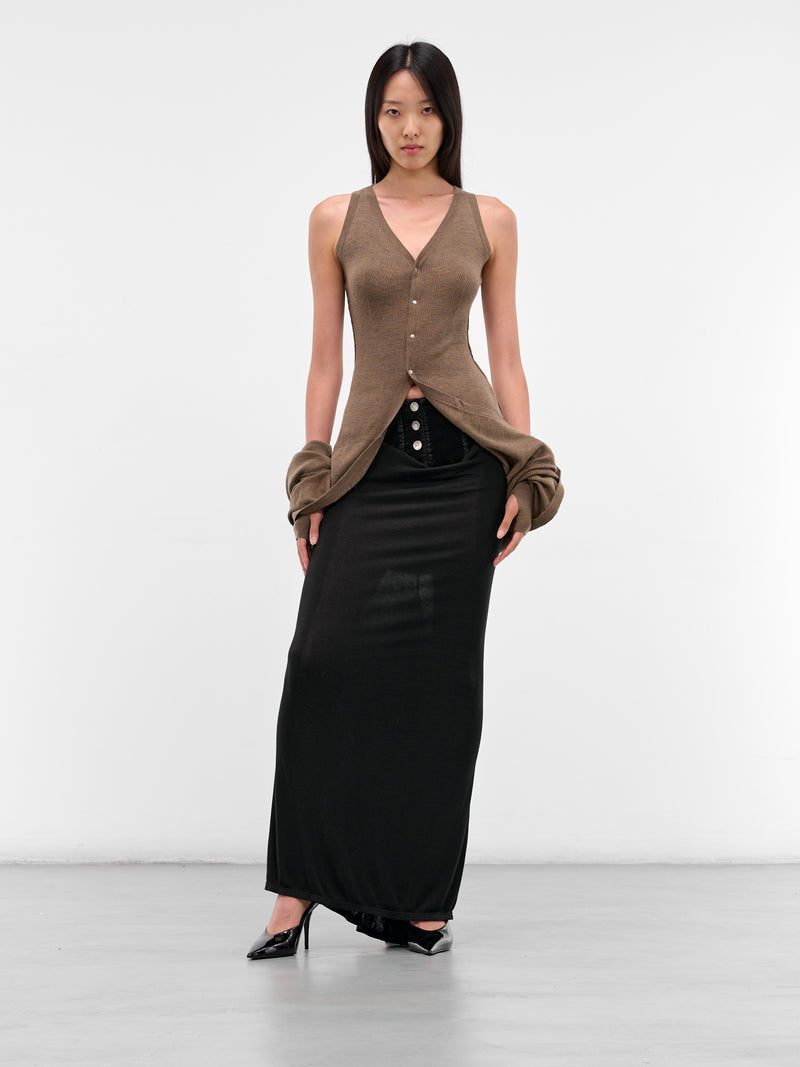 Brown Layered Draping Knit Cardigan (KT16W1BR430-BISON)