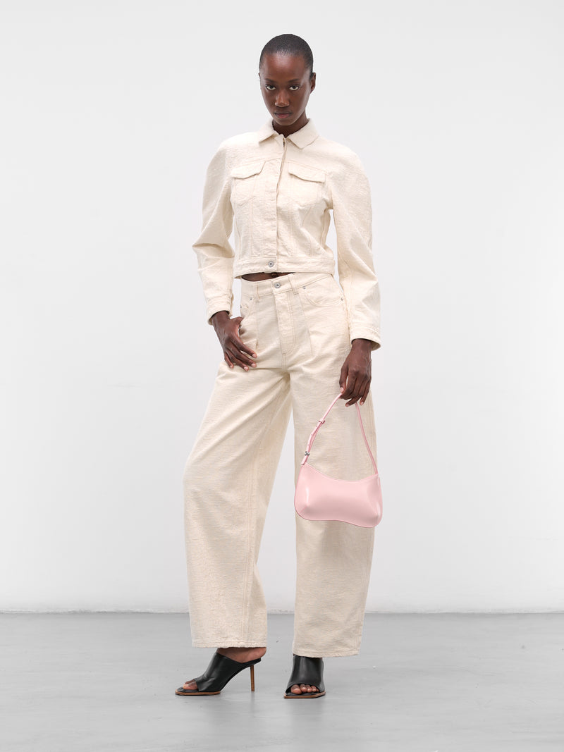 White Ovalo Cropped Denim Jacket (LA-VESTE-DE-NIMES-OVALO-OFF-WH)