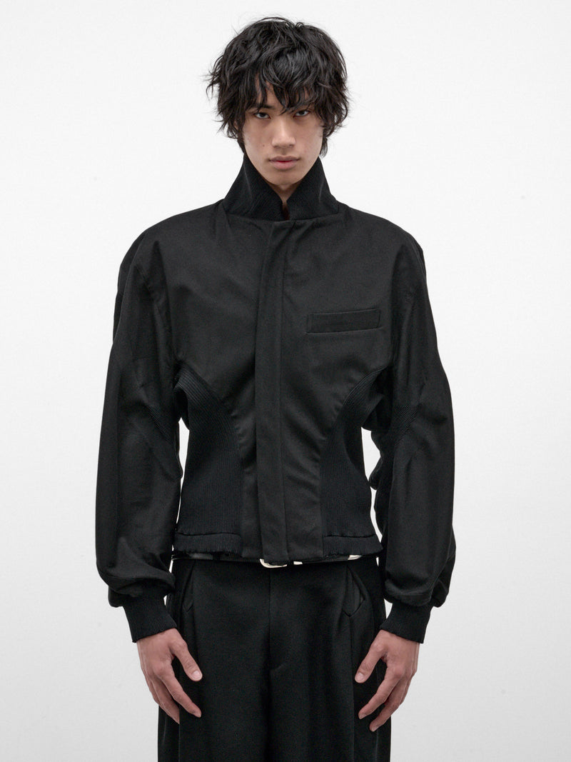 Black Gathered Waist Jacket (LA68FD031-15-BLACK)