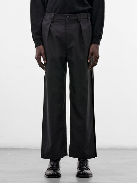 Wings Black Wide Pleated Trousers (LA68FF023-15-BLACK)