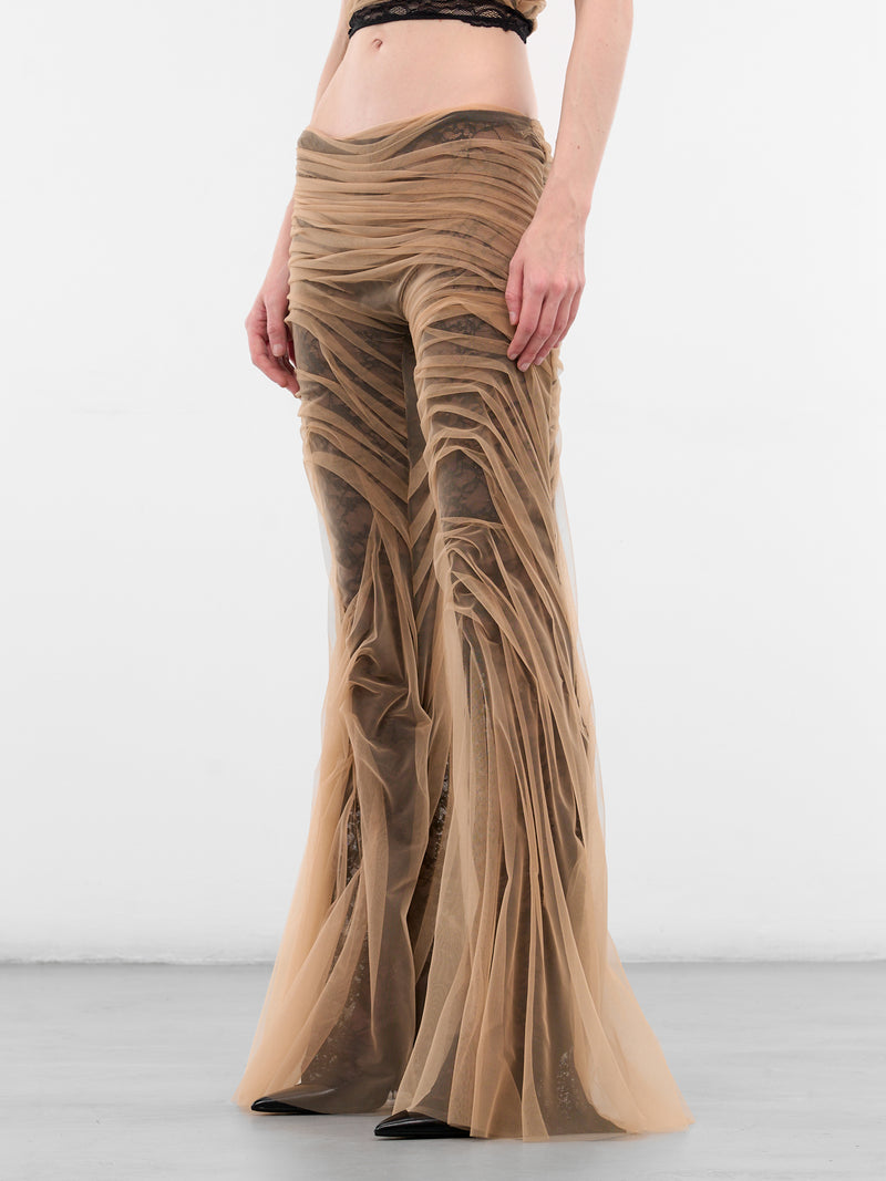 Lace Temptation Layered Flared Trousers (LACE-TEMPTATION-NUDE-MESH-BLAC)