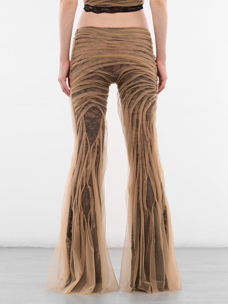Lace Temptation Layered Flared Trousers (LACE-TEMPTATION-NUDE-MESH-BLAC)