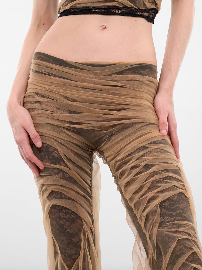 Lace Temptation Layered Flared Trousers (LACE-TEMPTATION-NUDE-MESH-BLAC)