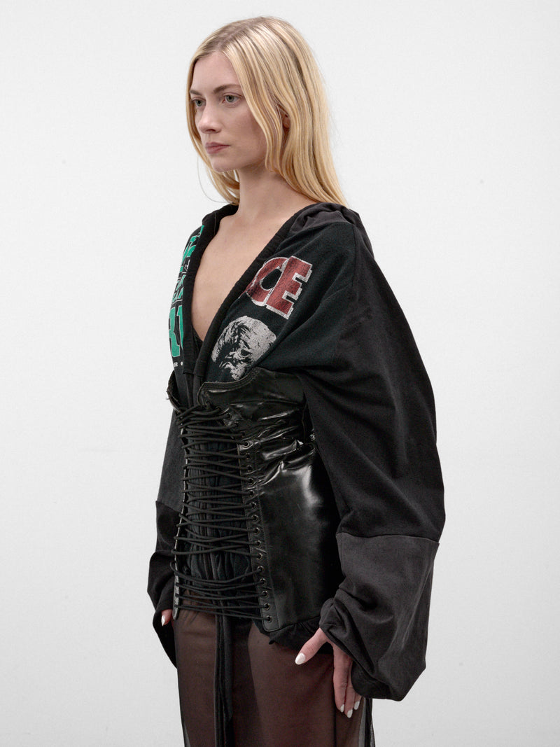 Black Laced Leather Corset (LACED-LEATHER-CORSET-BLACK)