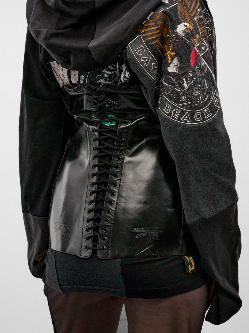 Black Laced Leather Corset (LACED-LEATHER-CORSET-BLACK)