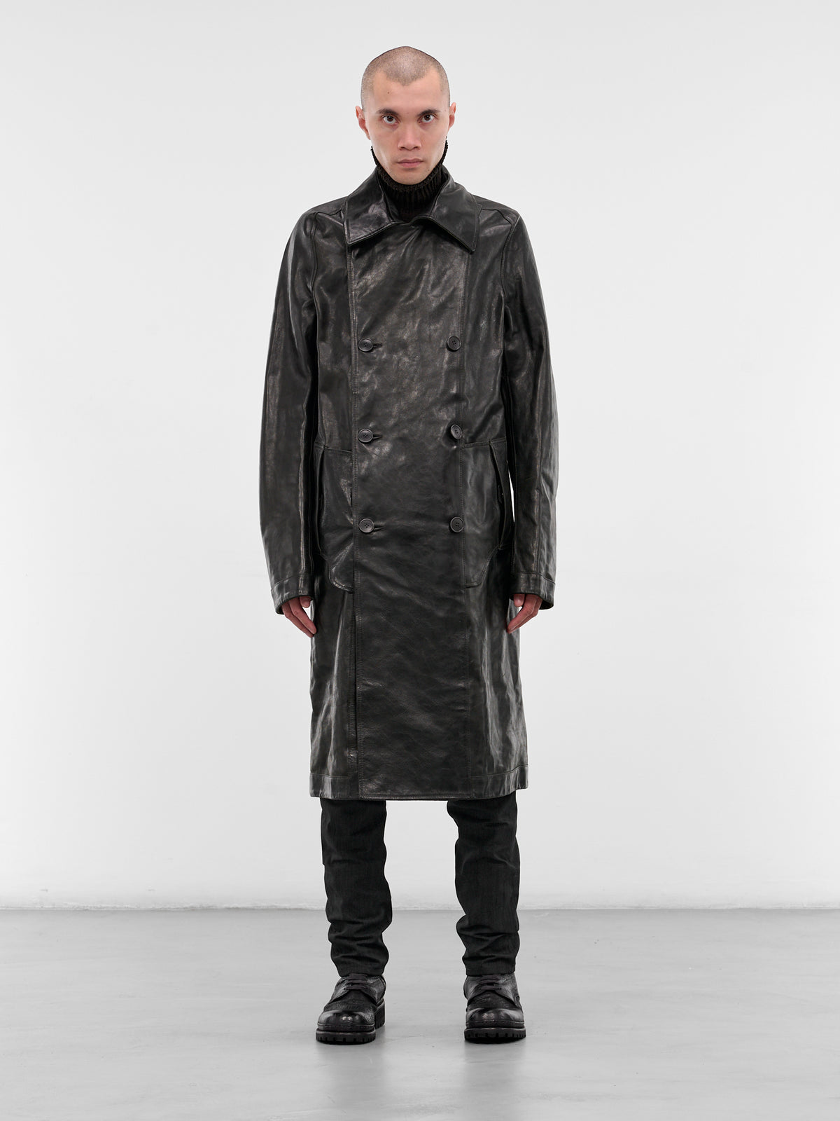 Black Reversible Horse Leather Coat (LC-170-RAF-BLACK)