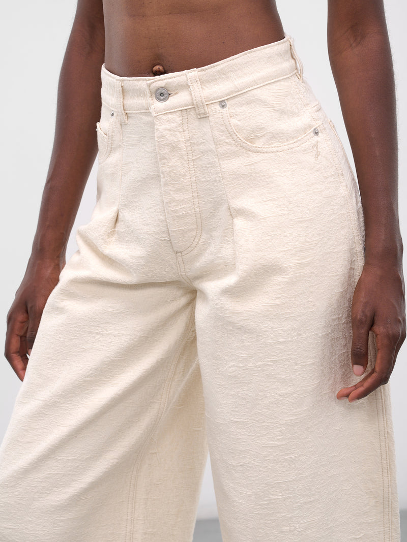 White Ovalo Denim Jeans (LE-DE-NIMES-OVALO-OFF-WHITE)