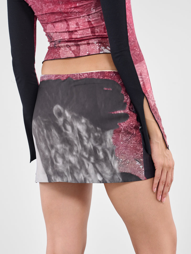 Pink Leaf Mini Skirt (LEAF-MINI-SKIRT-PRINT-MULTI)