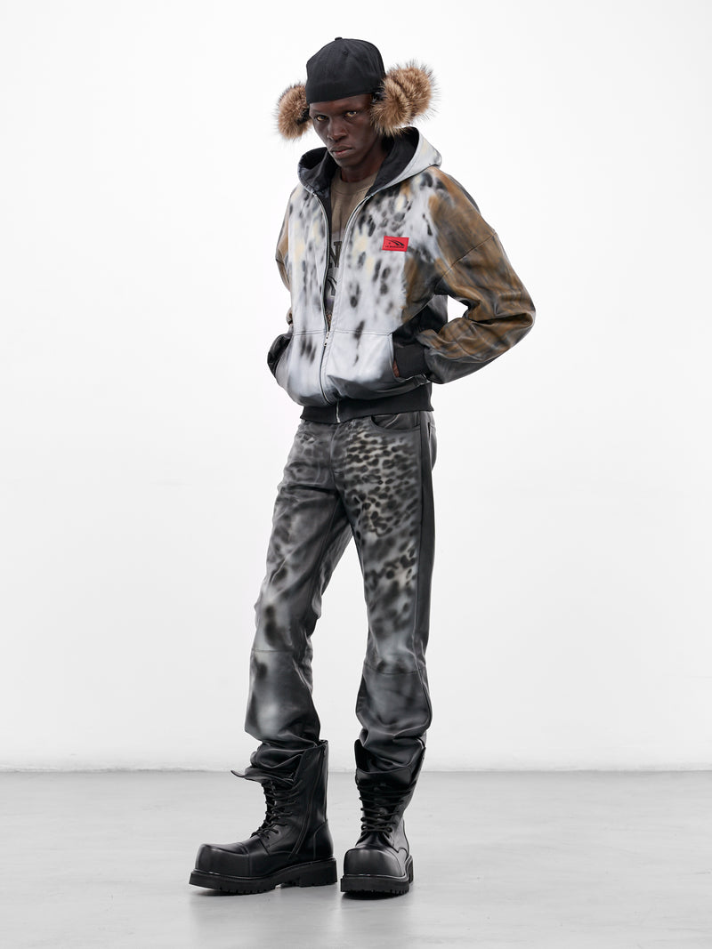 Black Leather Leopard Print Pants (LEOPARD-PANTS-BLACK)