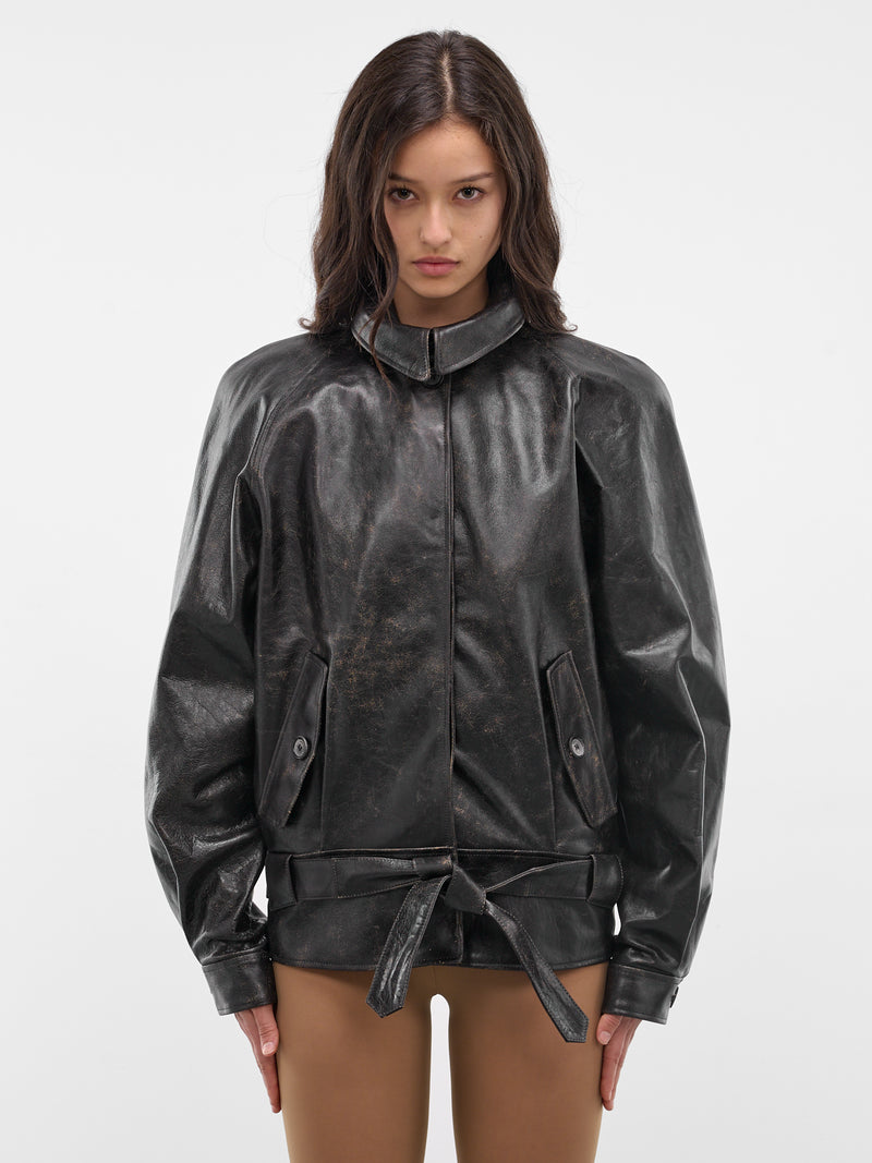 Black Vintage Calfskin Leather Jacket (LEATHER18-VINTAGE-BLACK)