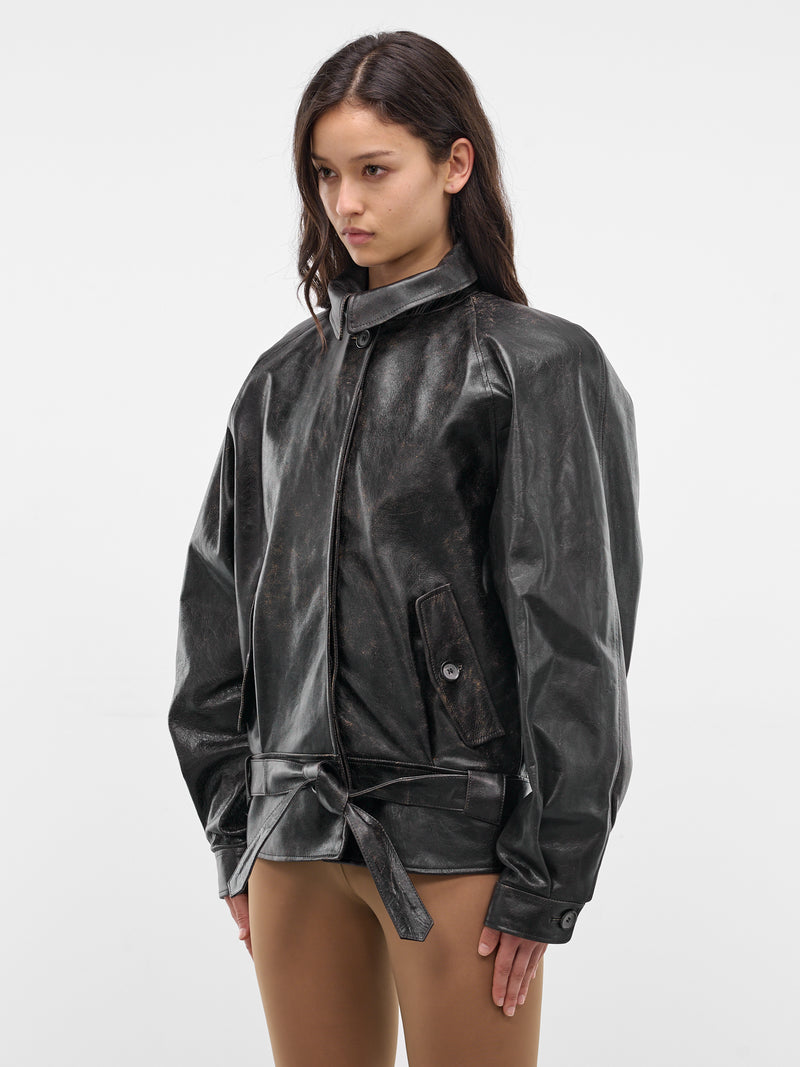 Black Vintage Calfskin Leather Jacket (LEATHER18-VINTAGE-BLACK)