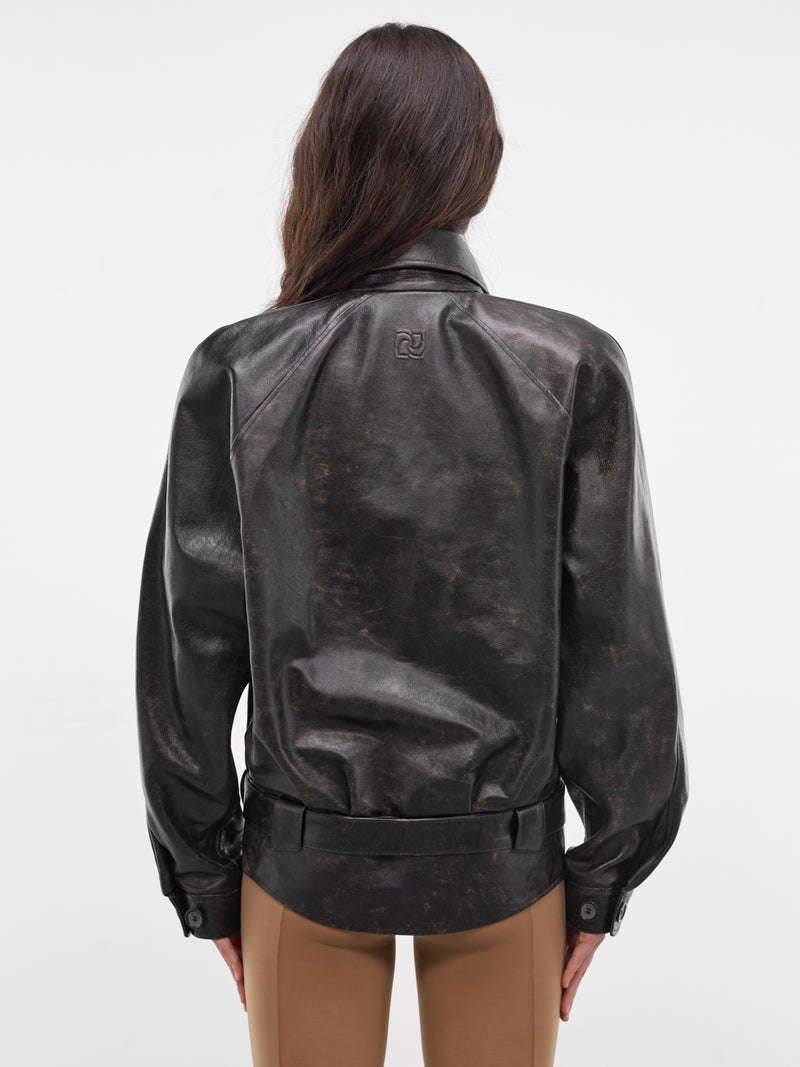 Black Vintage Calfskin Leather Jacket (LEATHER18-VINTAGE-BLACK)