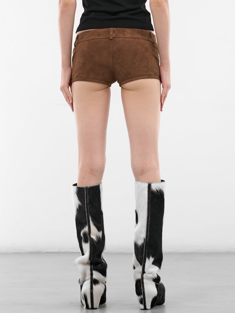 Brown Suede Lederhosen Micro Shorts (LEDERHOSEN-BROWN)