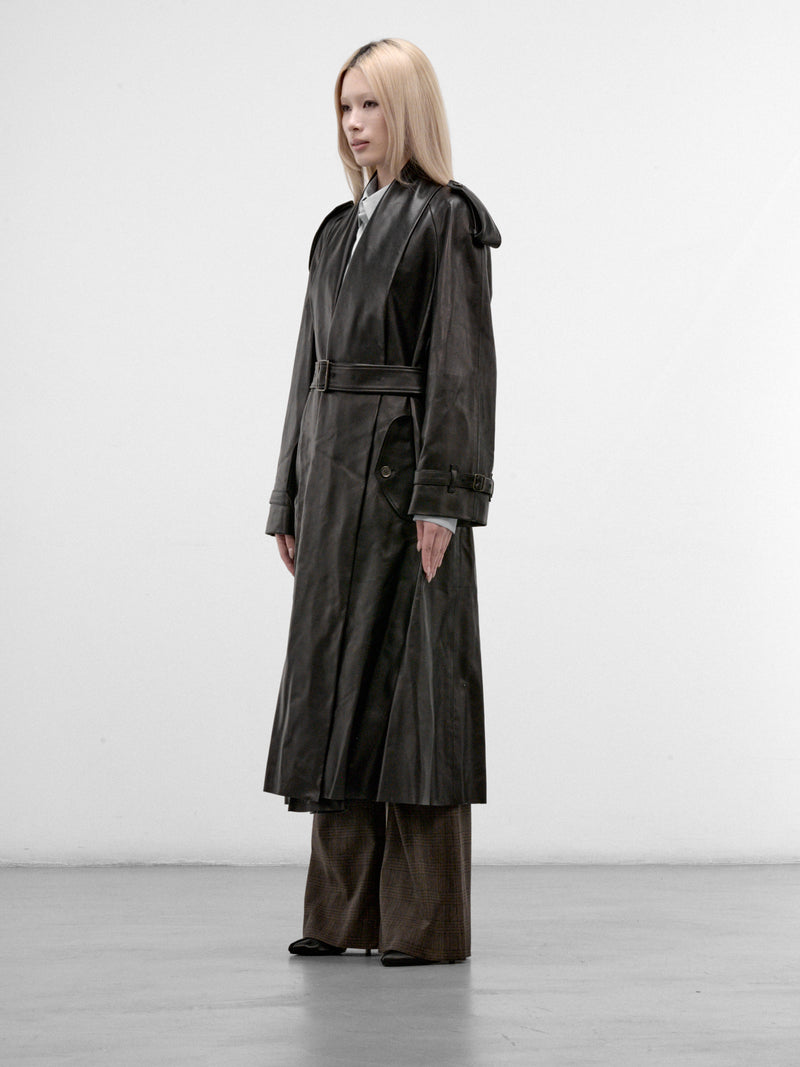 Black Leather Lemlair Trench Coat (LEMLAIR-A1189-BLACK)