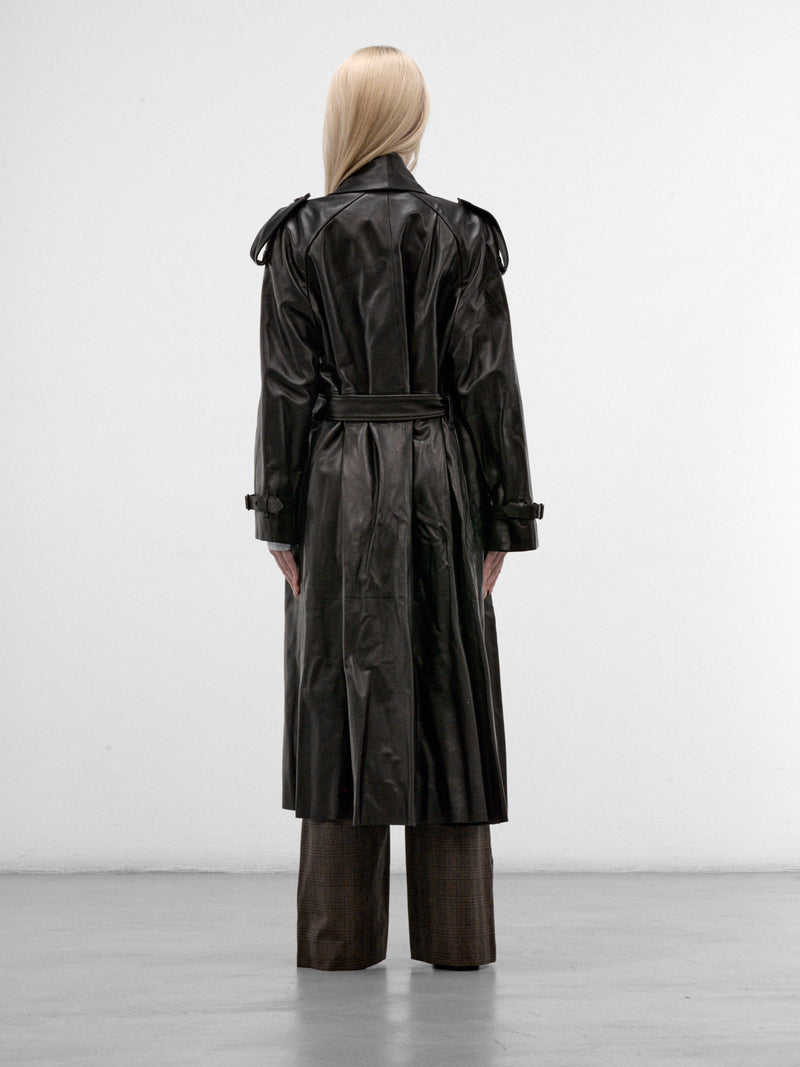 Black Leather Lemlair Trench Coat (LEMLAIR-A1189-BLACK)