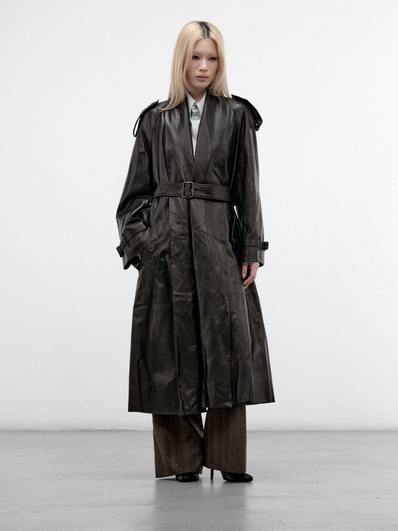 Black Leather Lemlair Trench Coat (LEMLAIR-A1189-BLACK)